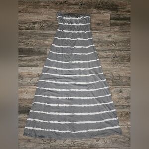 Hard Tail maxi dress striped strapless gray & white logo
